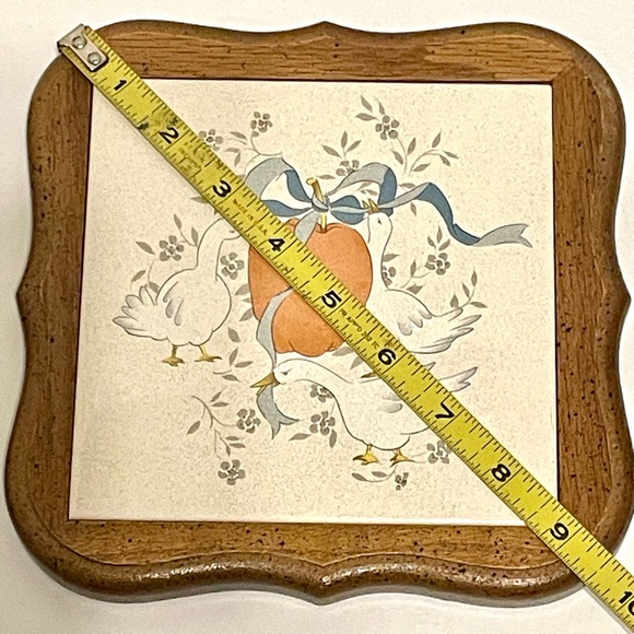 Vintage Goodwood Ceramic Tile Trivet Geese w/Apple Blue  Rubber Feet Wall Accent - Picture 3 of 9